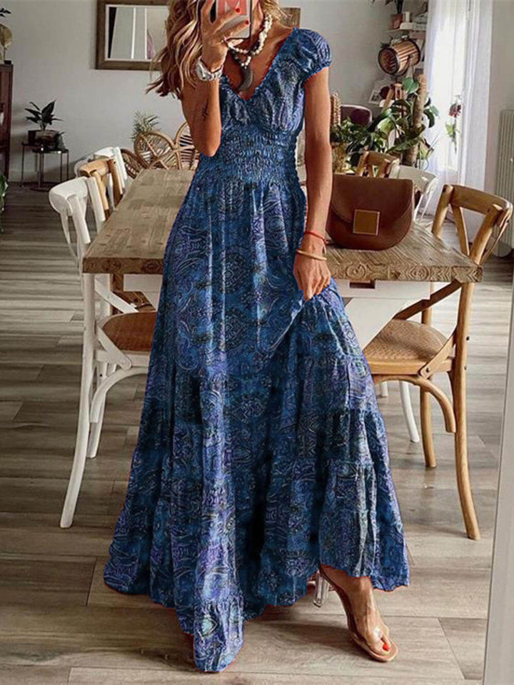 Bohemian Waisted Floral Print Dress