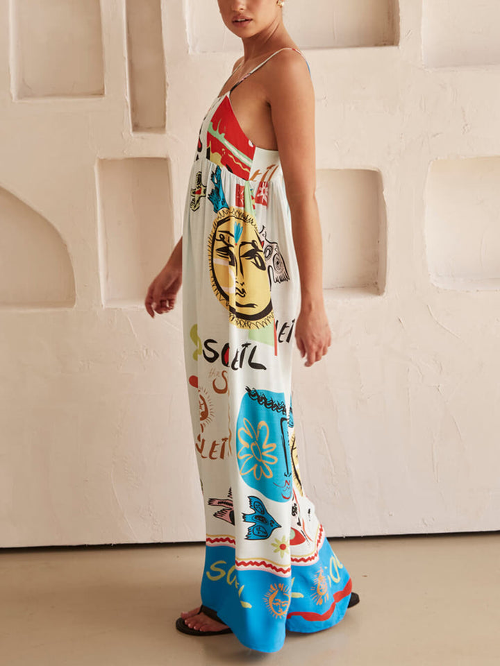 Refined Sensation Satin Unique Print Maxi Dress