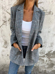 Casual checked blazer with lapels